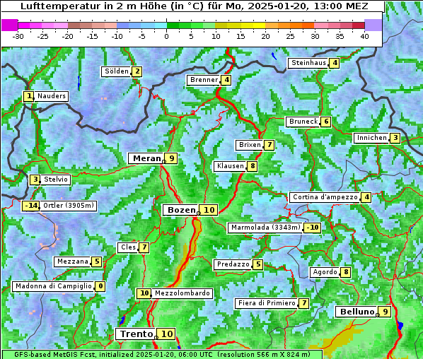 Temperatur, 20. 1. 2025