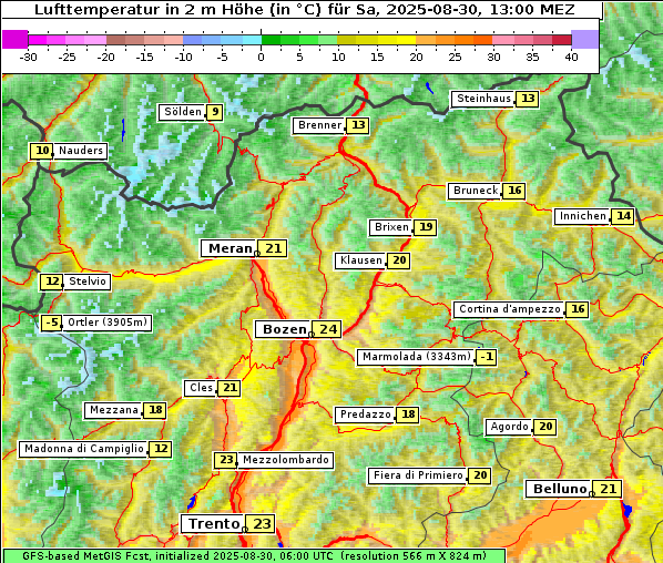 Temperatur, 30. 8. 2025