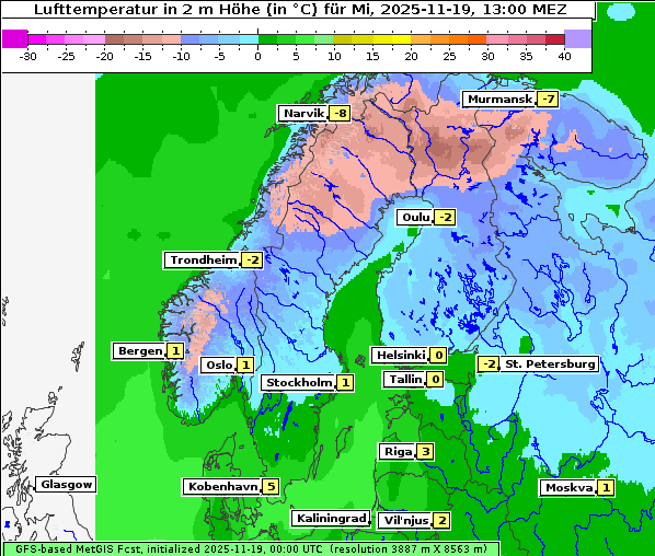 Temperatur, 19. 11. 2025