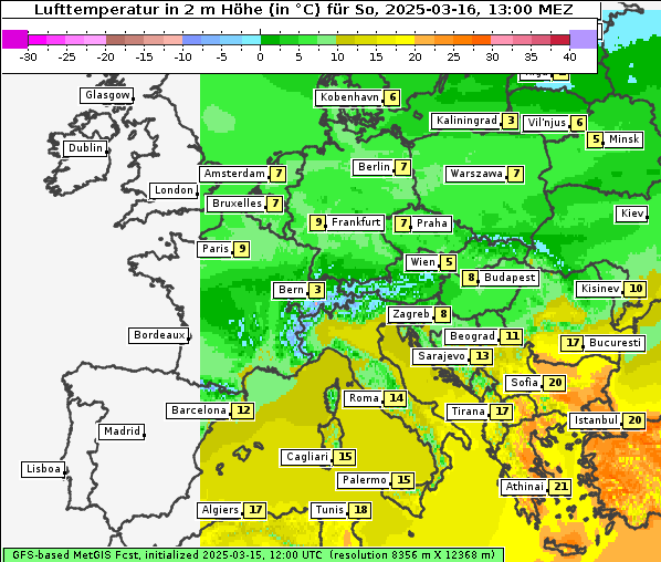 Temperatur, 16. 3. 2025