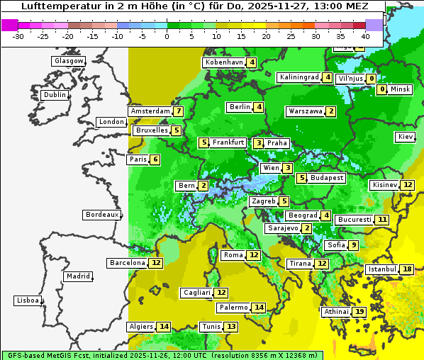 Temperatur, 27. 11. 2025