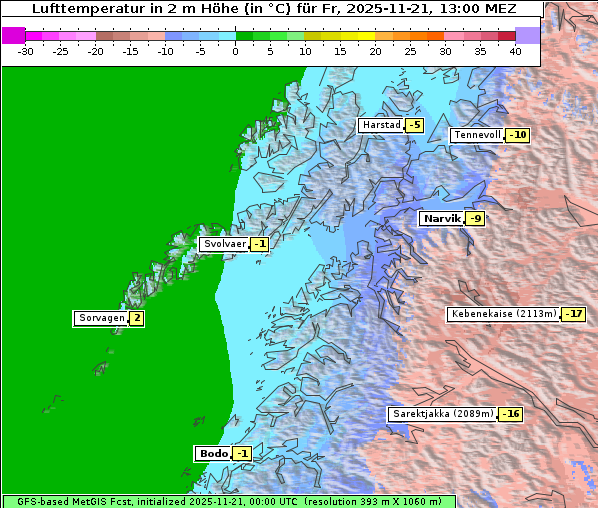 Temperatur, 21. 11. 2025