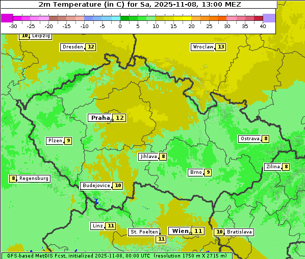 Temperatur, 8. 11. 2025