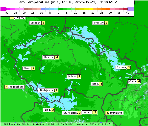 Temperatur, 23. 12. 2025