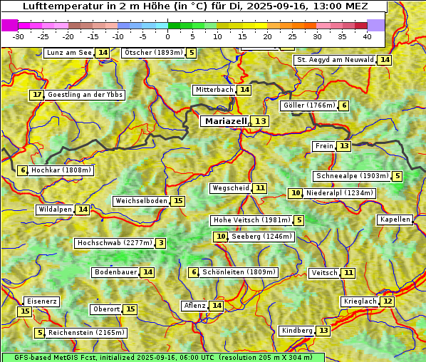 Temperatur, 16. 9. 2025