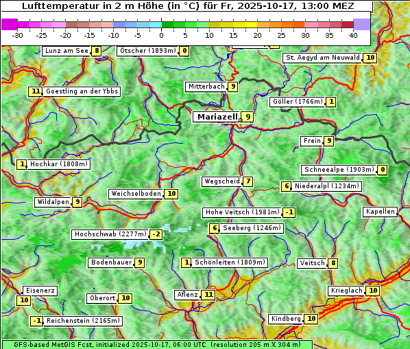 Temperatur, 17. 10. 2025
