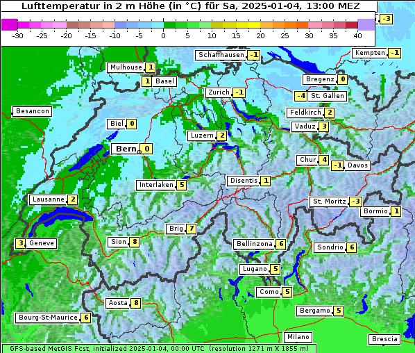 Temperatur, 4. 1. 2025