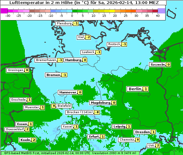 Temperatur, 14. 2. 2026