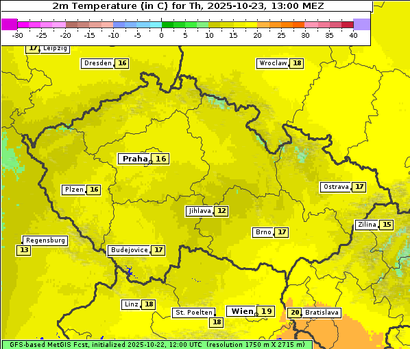 Temperatur, 23. 10. 2025