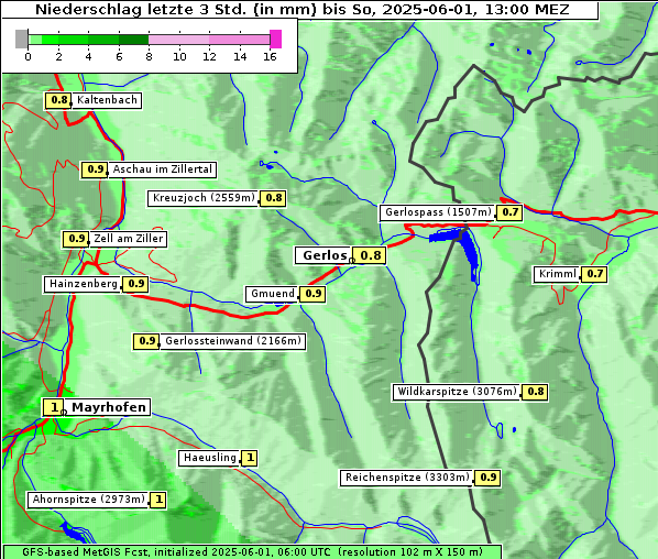 Niederschlag, 1. 6. 2025