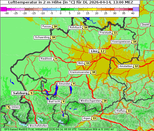 Temperatur, 14. 4. 2026