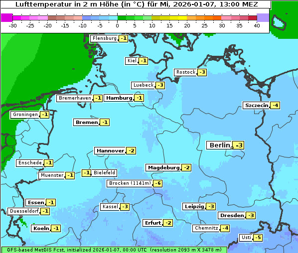 Temperatur, 7. 1. 2026