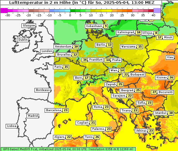 Temperatur, 4. 5. 2025