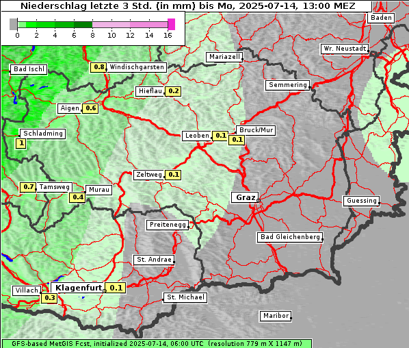 Niederschlag, 14. 7. 2025