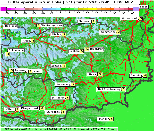 Temperatur, 5. 12. 2025