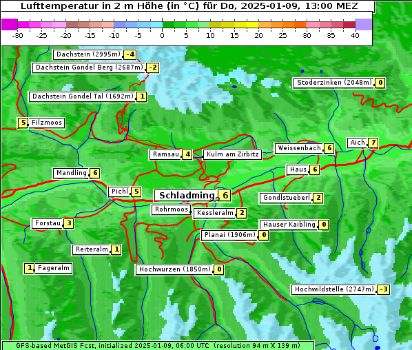 Temperatur, 9. 1. 2025