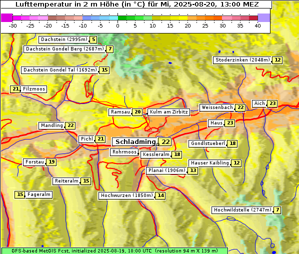 Temperatur, 20. 8. 2025