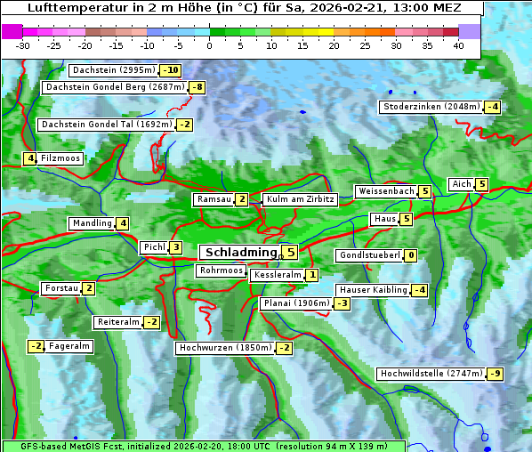 Temperatur, 21. 2. 2026