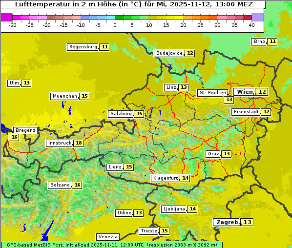 Temperatur, 12. 11. 2025