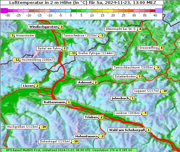 Temperatur, 23. 11. 2024