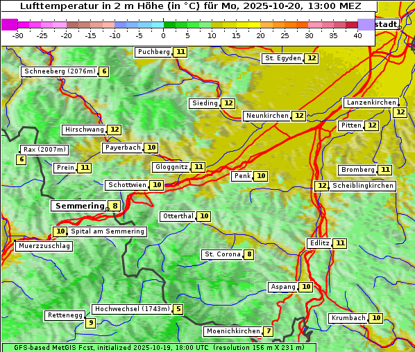 Temperatur, 20. 10. 2025