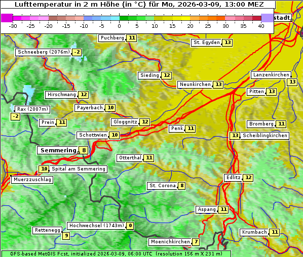 Temperatur, 9. 3. 2026
