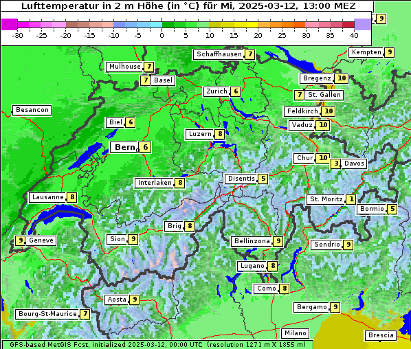 Temperatur, 12. 3. 2025