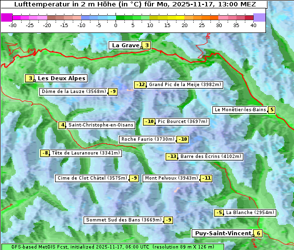 Temperatur, 17. 11. 2025