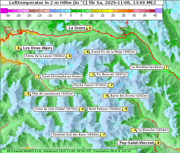 Temperatur, 8. 11. 2025