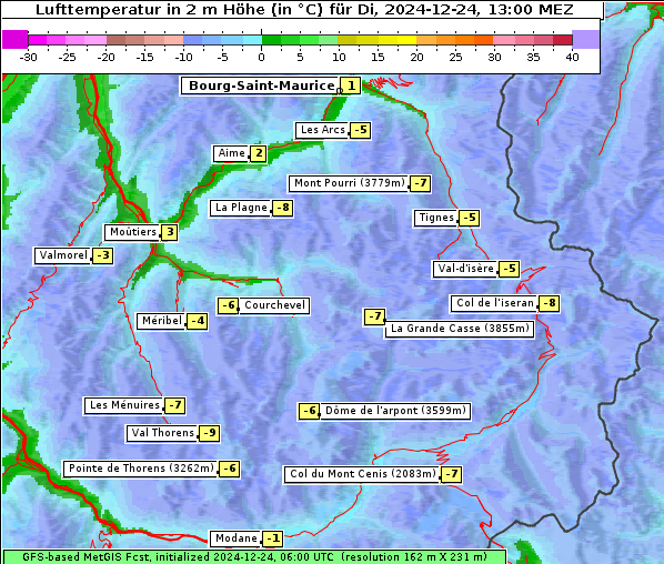 Temperatur, 24. 12. 2024