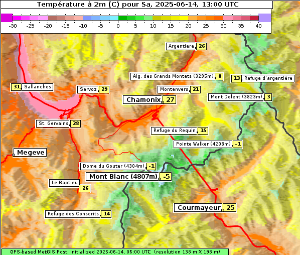 Temperatur, 14. 6. 2025