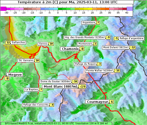 Temperatur, 11. 3. 2025