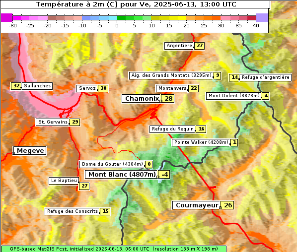 Temperatur, 13. 6. 2025