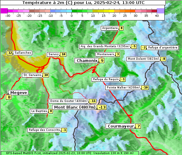 Temperatur, 24. 2. 2025