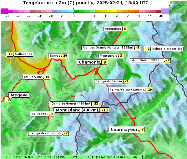 Temperatur, 24. 2. 2025