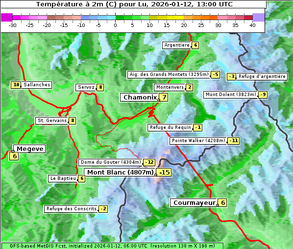 Temperatur, 12. 1. 2026
