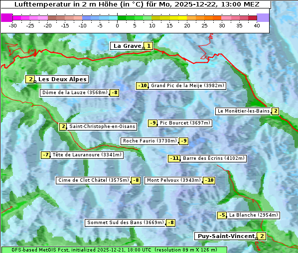 Temperatur, 22. 12. 2025