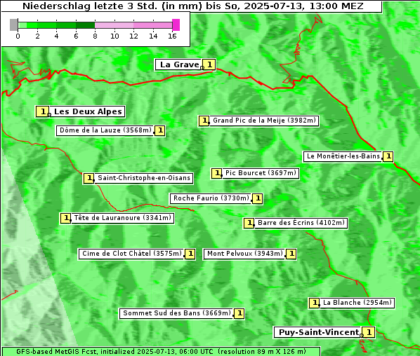 Niederschlag, 13. 7. 2025