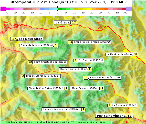 Temperatur, 13. 7. 2025