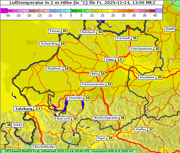Temperatur, 14. 11. 2025