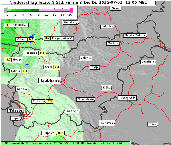 Niederschlag, 1. 7. 2025