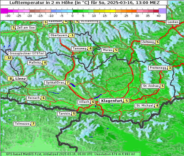 Temperatur, 16. 3. 2025