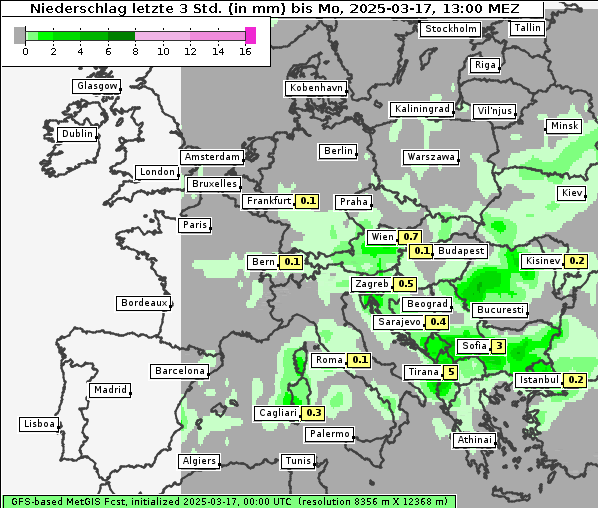 Niederschlag, 17. 3. 2025