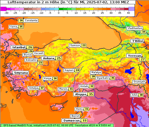 Temperatur, 2. 7. 2025