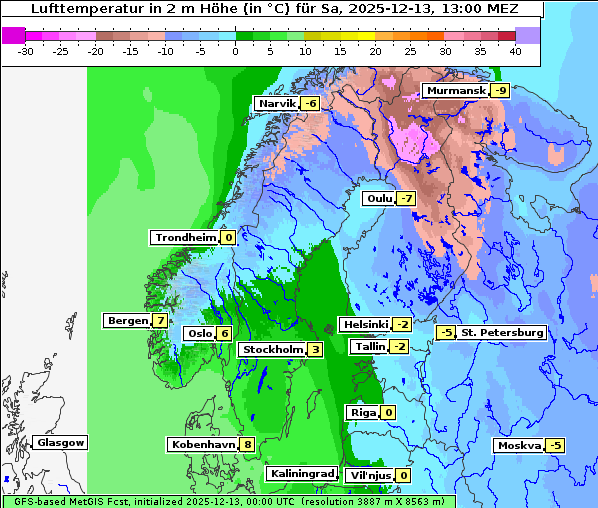 Temperatur, 13. 12. 2025