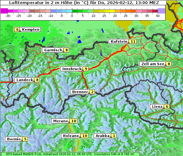 Temperatur, 12. 2. 2026