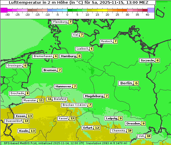 Temperatur, 15. 11. 2025