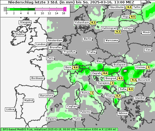 Niederschlag, 16. 3. 2025