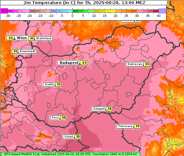 Temperatur, 28. 8. 2025