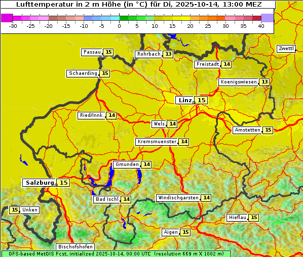Temperatur, 14. 10. 2025